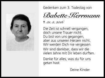 Anzeige von Babette Kerrmann von MGO