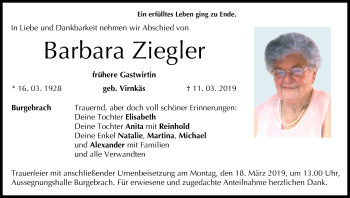 Anzeige von Barbara Ziegler von MGO