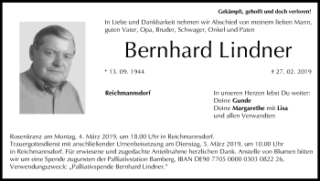 Anzeige von Bernhard Lindner von MGO