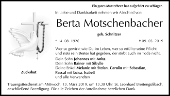 Anzeige von Berta Motschenbacher von MGO