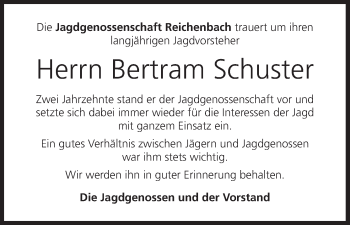 Anzeige von Bertram Schuster von MGO