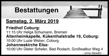 Anzeige von Bestattungen vom 02.03.2019 von MGO