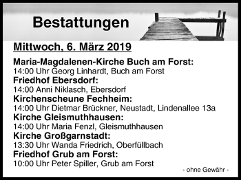 Anzeige von Bestattungen vom 06.03.2019 von MGO