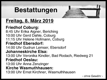 Anzeige von Bestattungen vom 08.03.2019 von MGO