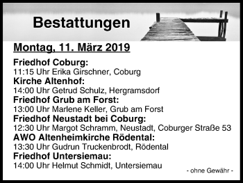 Anzeige von Bestattungen vom 11.03.2019 von MGO