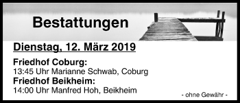 Anzeige von Bestattungen vom 12.03.2019 von MGO