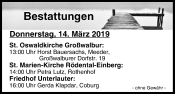 Anzeige von Bestattungen vom 14.03.2019 von MGO