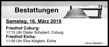 Anzeige von Bestattungen vom 16.03.2019 von MGO