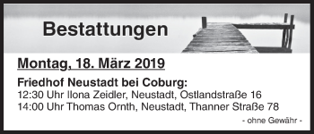 Anzeige von Bestattungen vom 18.03.2019 von MGO