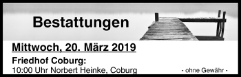 Anzeige von Bestattungen vom 20.03.2019 von MGO