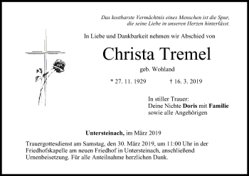 Anzeige von Christa Tremel von MGO