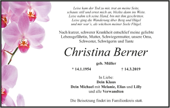 Anzeige von Christina Berner von MGO