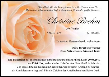 Anzeige von Christine Brehm von MGO