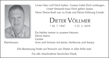 Anzeige von Dieter Völlmer von MGO