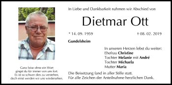 Anzeige von Dietmar Ott von MGO