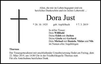 Anzeige von Dora Just von MGO