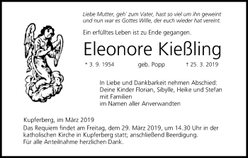 Anzeige von Eleonore Kießling von MGO