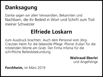Anzeige von Elfriede Loskarn von MGO