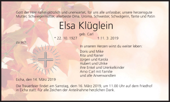 Anzeige von Elsa Klüglein von MGO