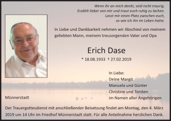 Anzeige von Erich Dase von MGO