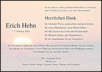 Anzeige von Erich Hehn von MGO