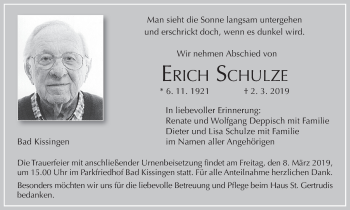 Anzeige von Erich Schulze von MGO