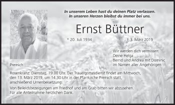 Anzeige von Ernst Büttner von MGO