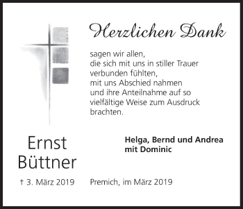 Anzeige von Ernst Büttner von MGO