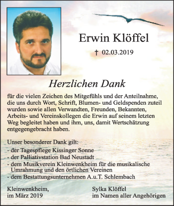 Anzeige von Erwin Klöffel von MGO