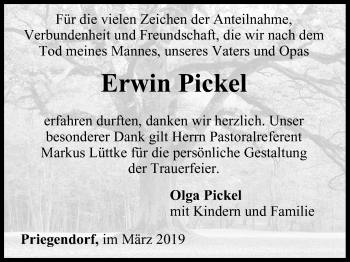 Anzeige von Erwin Pickel von MGO