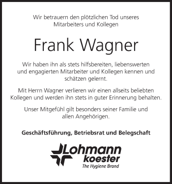 Anzeige von Frank Wagner von MGO