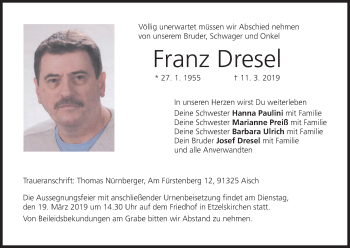 Anzeige von Franz Dresel von MGO