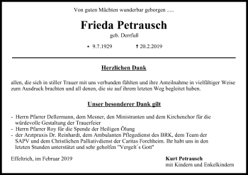 Anzeige von Frieda Petrausch von MGO