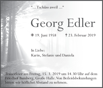 Anzeige von Georg Edler von MGO