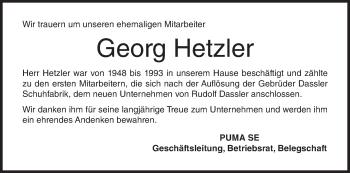 Anzeige von Georg Hetzler von MGO