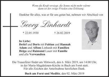 Anzeige von Georg Linhardt von MGO