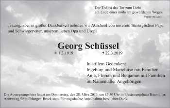Anzeige von Georg Schüssel von MGO
