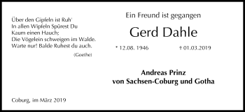 Anzeige von Gerd Dahle von MGO