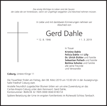 Anzeige von Gerd Dahle von MGO