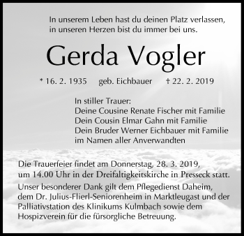 Anzeige von Gerda Vogler von MGO