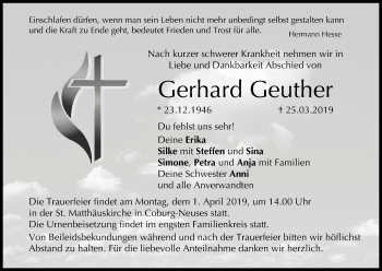 Anzeige von Gerhard Geuther von MGO