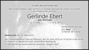 Anzeige von Gerlinde Ebert von MGO