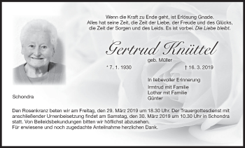 Anzeige von Gertrud Knüttel von MGO
