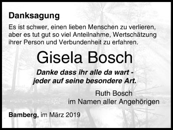 Anzeige von Gisela Bosch von MGO