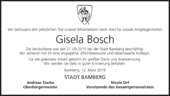 Anzeige von Gisela Bosch von MGO