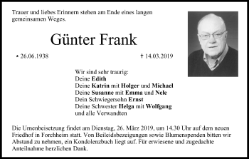 Anzeige von Günter Frank von MGO