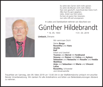 Anzeige von Günther Hildebrandt von MGO