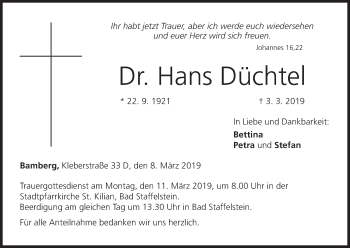 Anzeige von Hans Düchtel von MGO