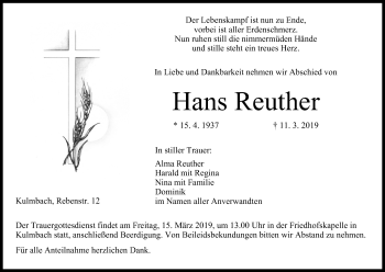 Anzeige von Hans Reuther von MGO