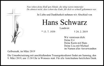 Anzeige von Hans Schwarz von MGO